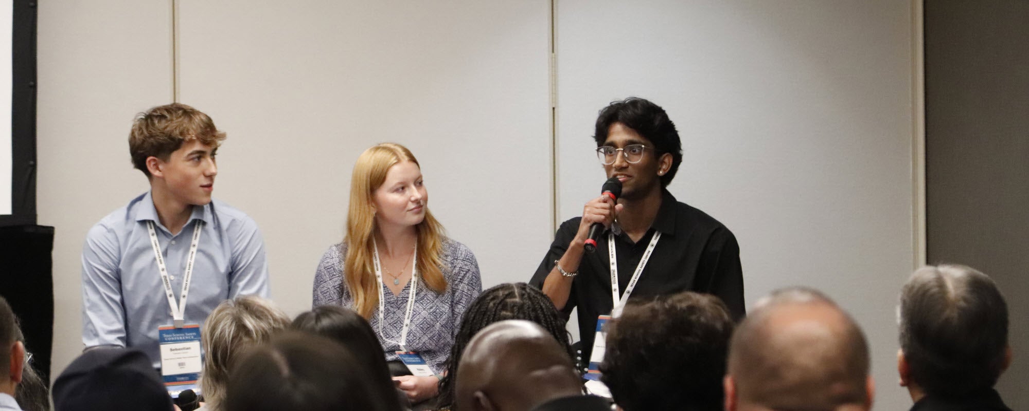 Teen safety ambassadors participate in a panel discussion at TxSSC's 2025 conference.