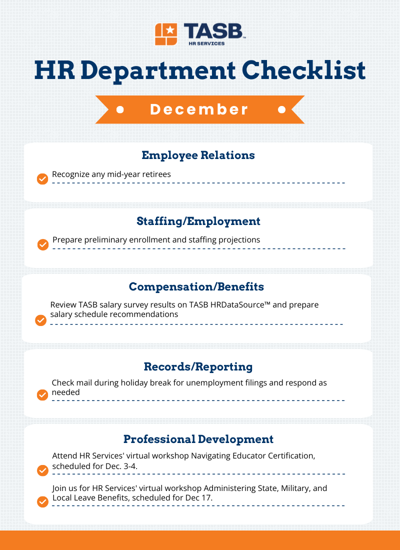 Infographic: HR Department Checklist for December